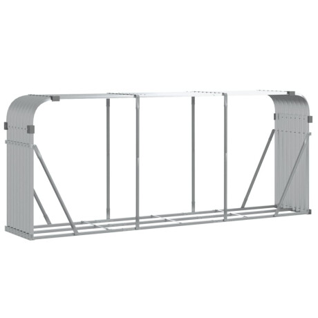 vidaXL Haardhoutopslag 234x45x100 cm gegalvaniseerd staal zilverkleur afbeelding2 - 1