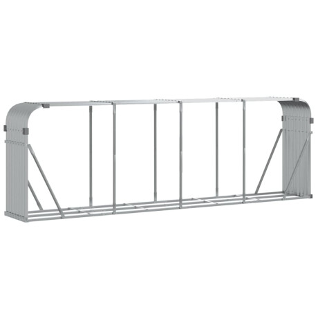 vidaXL Haardhoutopslag 300x45x100 cm gegalvaniseerd staal zilverkleur afbeelding2 - 1