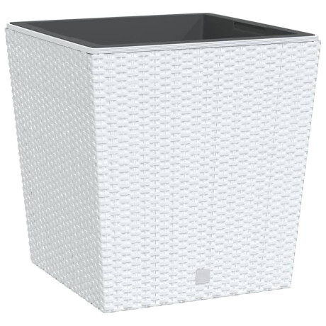 vidaXL Plantenbak met uitneembare bak rattan-look 37/64 L PP wit afbeelding2 - 1