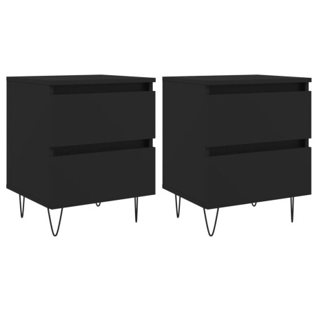 vidaXL Nachtkastjes 2 st 40x35x50 cm bewerkt hout zwart afbeelding2 - 1