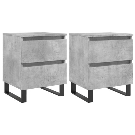 vidaXL Nachtkastjes 2 st 40x35x50 cm bewerkt hout betongrijs afbeelding2 - 1