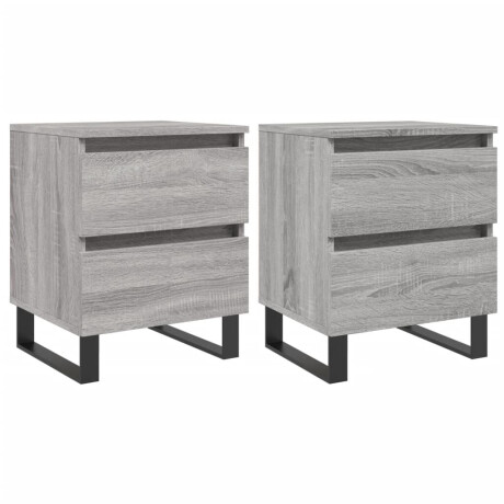 vidaXL Nachtkastjes 2 st 40x35x50 cm bewerkt hout grijs sonoma eiken afbeelding2 - 1
