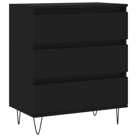 vidaXL Dressoir 60x35x70 cm bewerkt hout zwart afbeelding2 - 1