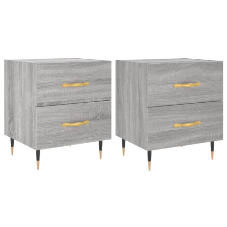 vidaXL Nachtkastjes 2 st 40x35x47,5 cm bewerkt hout grijs sonoma eiken afbeelding2 - 1