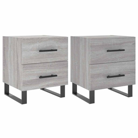 vidaXL Nachtkastjes 2 st 40x35x47,5 cm bewerkt hout grijs sonoma eiken afbeelding2 - 1