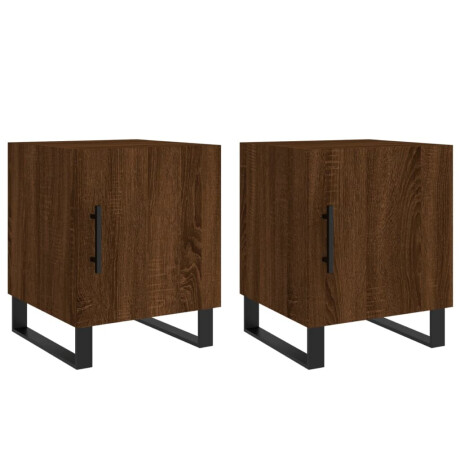 vidaXL Nachtkastjes 2 st 40x40x50 cm bewerkt hout bruin eikenkleur afbeelding2 - 1