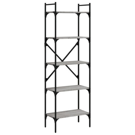 vidaXL Boekenkast 5-laags 56x31,5x174 cm bewerkt hout grijs sonoma afbeelding2 - 1