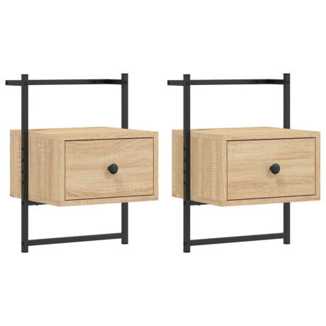 vidaXL Nachtkastjes 2 st wandgemonteerd 35x30x51 cm hout sonoma eiken afbeelding2 - 1