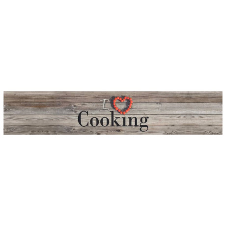 vidaXL Keukenmat wasbaar cooking-print 60x300 cm fluweel grijs afbeelding2 - 1