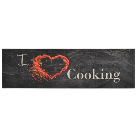 vidaXL Keukenmat wasbaar cooking-print 45x150 cm fluweel zwart afbeelding2 - 1