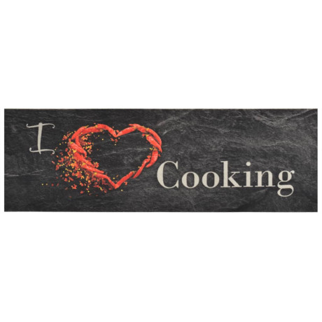 vidaXL Keukenmat wasbaar cooking-print 60x180 cm fluweel zwart afbeelding2 - 1