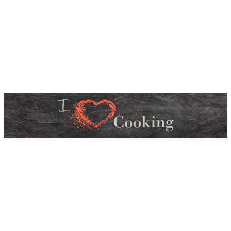 vidaXL Keukenmat wasbaar cooking-print 60x300 cm fluweel zwart afbeelding2 - 1