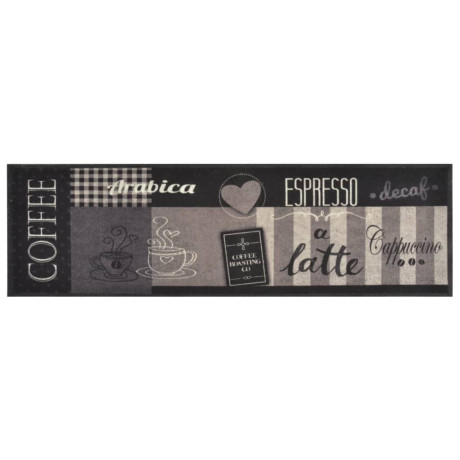 vidaXL Keukenmat wasbaar koffieprint 45x150 cm fluweel zwart afbeelding2 - 1