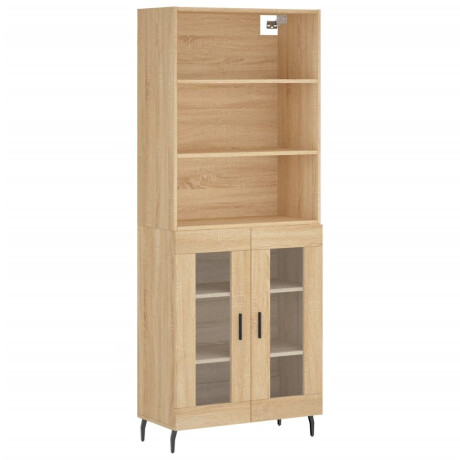 vidaXL Hoge kast 69,5x34x180 cm bewerkt hout sonoma eikenkleurig afbeelding2 - 1