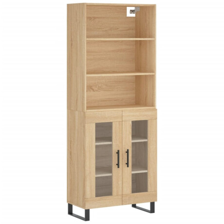 vidaXL Hoge kast 69,5x34x180 cm bewerkt hout sonoma eikenkleurig afbeelding2 - 1