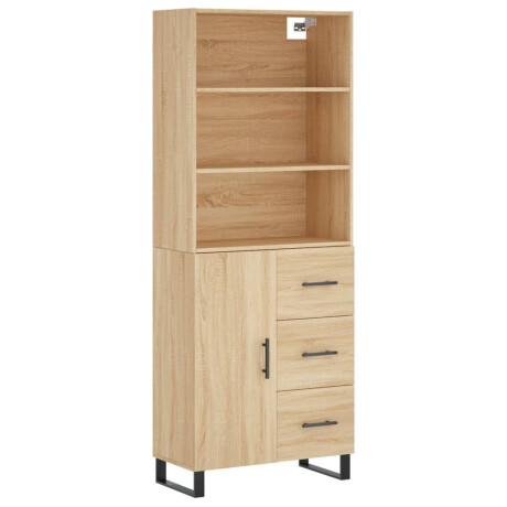 vidaXL Hoge kast 69,5x34x180 cm bewerkt hout sonoma eikenkleurig afbeelding2 - 1