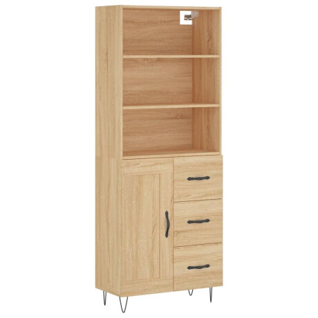 vidaXL Hoge kast 69,5x34x180 cm bewerkt hout sonoma eikenkleurig afbeelding2 - 1