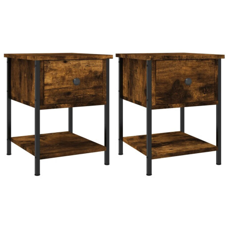 vidaXL Nachtkastjes 2 st 34x35,5x45 cm bewerkt hout gerookt eikenkleur afbeelding2 - 1