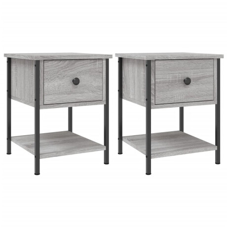vidaXL Nachtkastjes 2 st 34x35,5x45 cm bewerkt hout grijs sonoma eiken afbeelding2 - 1