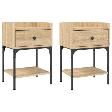 vidaXL Nachtkastjes 2 st 40,5x31x60 cm bewerkt hout sonoma eikenkleur afbeelding2 - 1