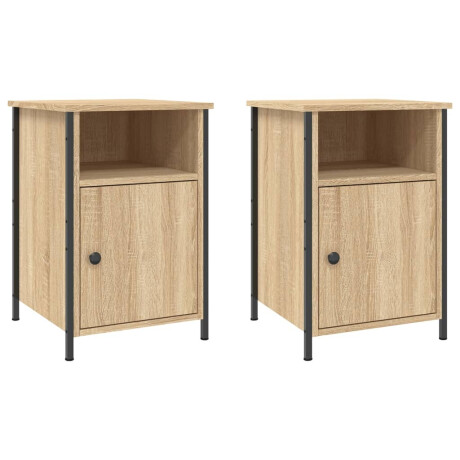 vidaXL Nachtkastjes 2 st 40x42x60 cm bewerkt hout sonoma eikenkleurig afbeelding2 - 1