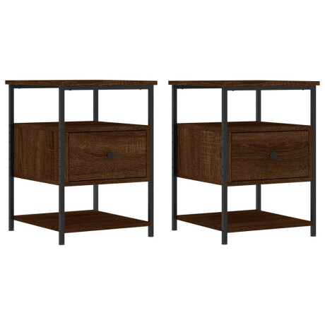 vidaXL Nachtkastjes 2 st 40x42x56 cm bewerkt hout bruin eikenkleur afbeelding2 - 1
