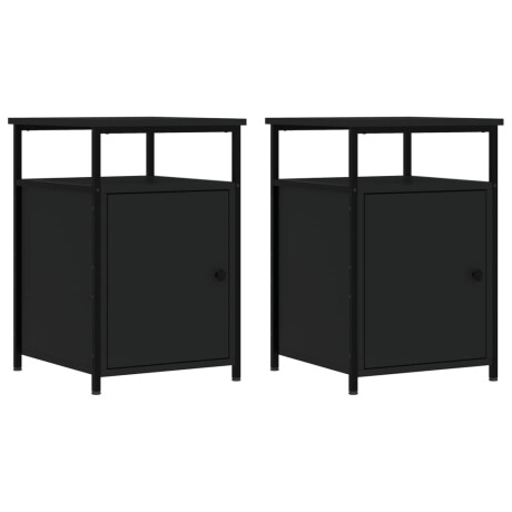 vidaXL Nachtkastjes 2 st 40x42x60 cm bewerkt hout zwart afbeelding2 - 1