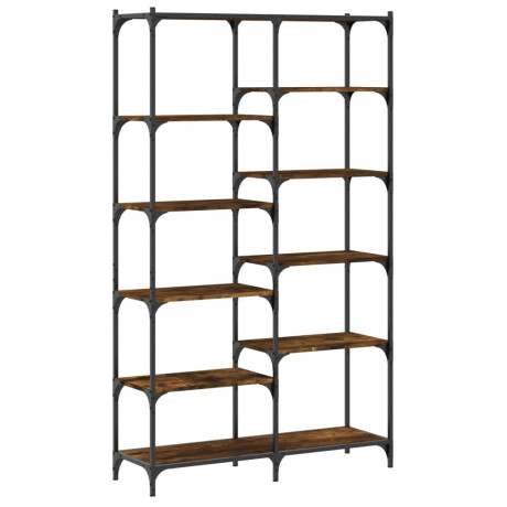 vidaXL Boekenrek 100x32x170 cm bewerkt hout en ijzer gerookt eiken afbeelding2 - 1