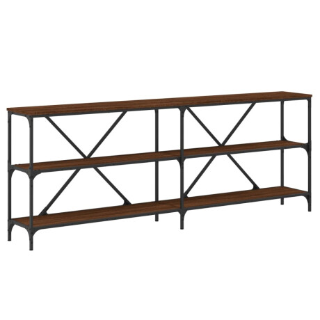 vidaXL Wandtafel 200x30x75 cm bewerkt hout en ijzer bruin eikenkleur afbeelding2 - 1
