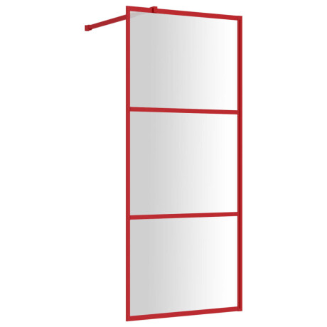 vidaXL Inloopdouchewand transparant 80x195 cm ESG-glas rood afbeelding2 - 1
