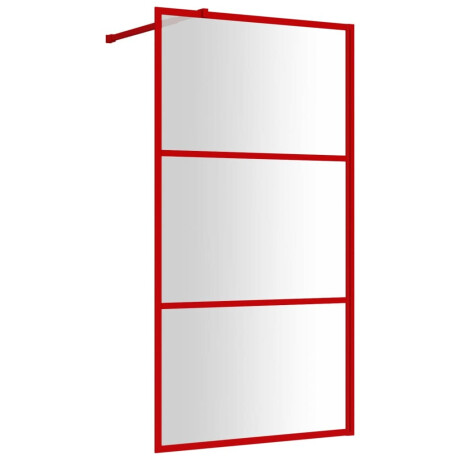 vidaXL Inloopdouchewand transparant 100x195 cm ESG-glas rood afbeelding2 - 1