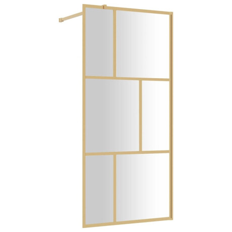 vidaXL Inloopdouchewand transparant 90x195 cm ESG-glas goudkleurig afbeelding2 - 1