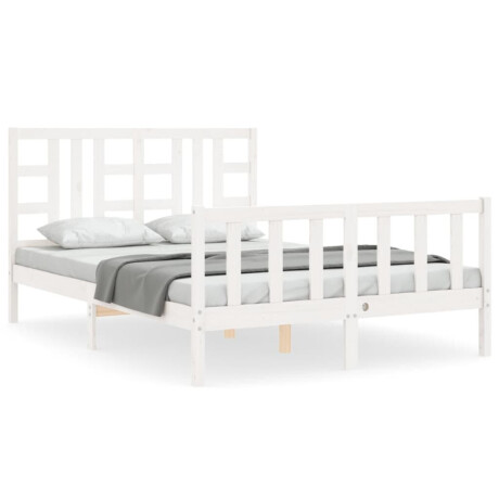 vidaXL Bedframe met hoofdbord massief hout wit afbeelding2 - 1
