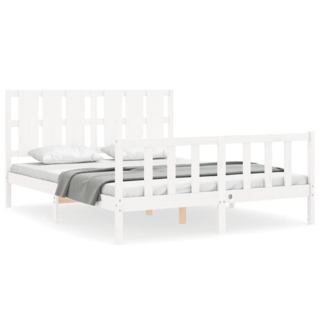 vidaXL Bedframe met hoofdbord massief hout wit afbeelding2 - 1