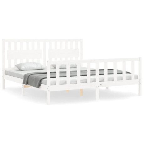 vidaXL Bedframe met hoofdbord massief hout wit Super King Size afbeelding2 - 1