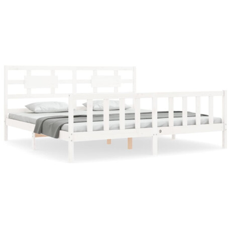 vidaXL Bedframe met hoofdbord massief hout wit afbeelding2 - 1
