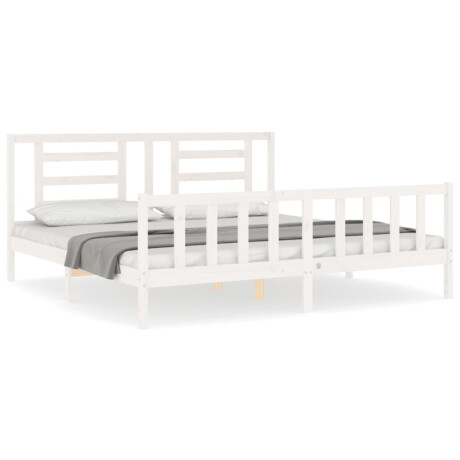 vidaXL Bedframe met hoofdbord massief hout wit afbeelding2 - 1