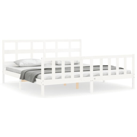 vidaXL Bedframe met hoofdbord massief hout wit afbeelding2 - 1