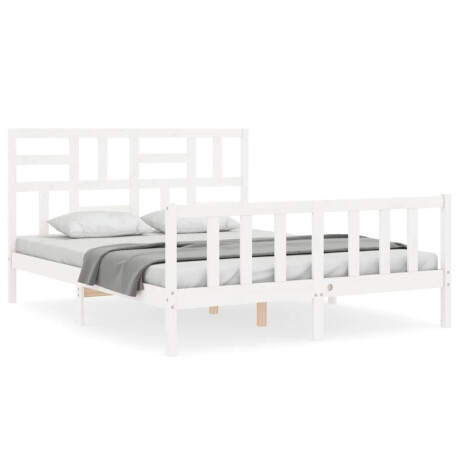 vidaXL Bedframe met hoofdbord massief hout wit afbeelding2 - 1