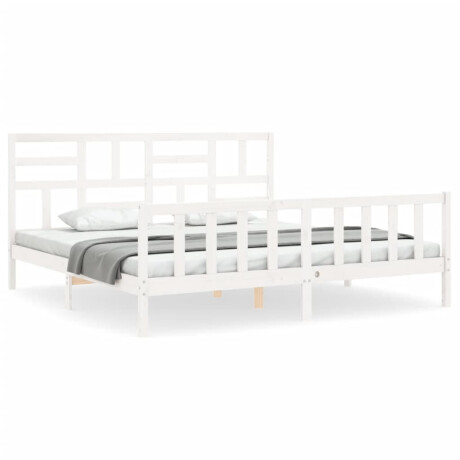 vidaXL Bedframe met hoofdbord massief hout wit afbeelding2 - 1