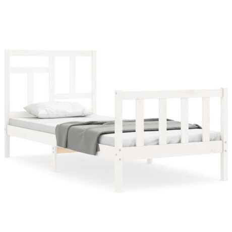 vidaXL Bedframe met hoofdbord massief hout wit afbeelding2 - 1