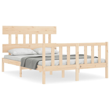 vidaXL Bedframe met hoofdbord massief hout 140x190 cm afbeelding2 - 1