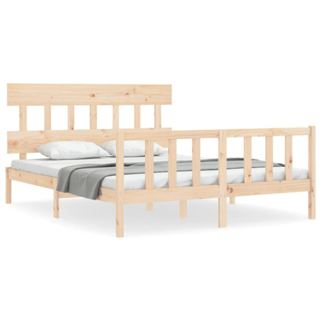 vidaXL Bedframe met hoofdbord massief hout afbeelding2 - 1