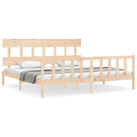 vidaXL Bedframe met hoofdbord massief hout afbeelding2 - 1