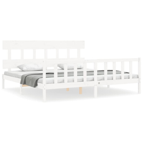 vidaXL Bedframe met hoofdbord massief hout wit afbeelding2 - 1