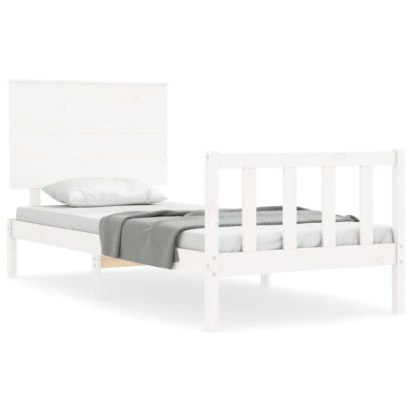 vidaXL Bedframe met hoofdbord massief hout wit afbeelding2 - 1