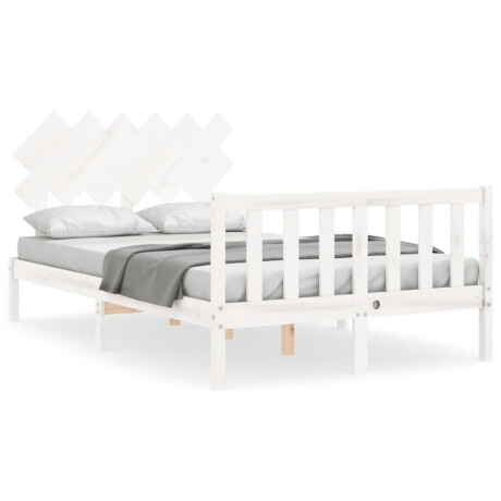 vidaXL Bedframe met hoofdbord massief hout wit afbeelding2 - 1