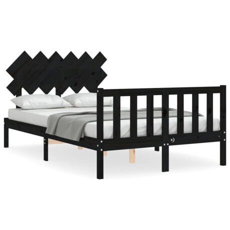 vidaXL Bedframe met hoofdbord massief hout zwart afbeelding2 - 1