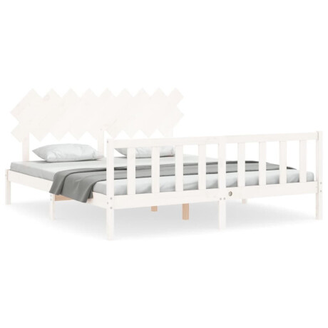 vidaXL Bedframe met hoofdbord massief hout wit Super King Size afbeelding2 - 1