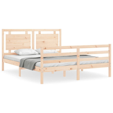 vidaXL Bedframe met hoofdbord massief hout 160x200 cm afbeelding2 - 1